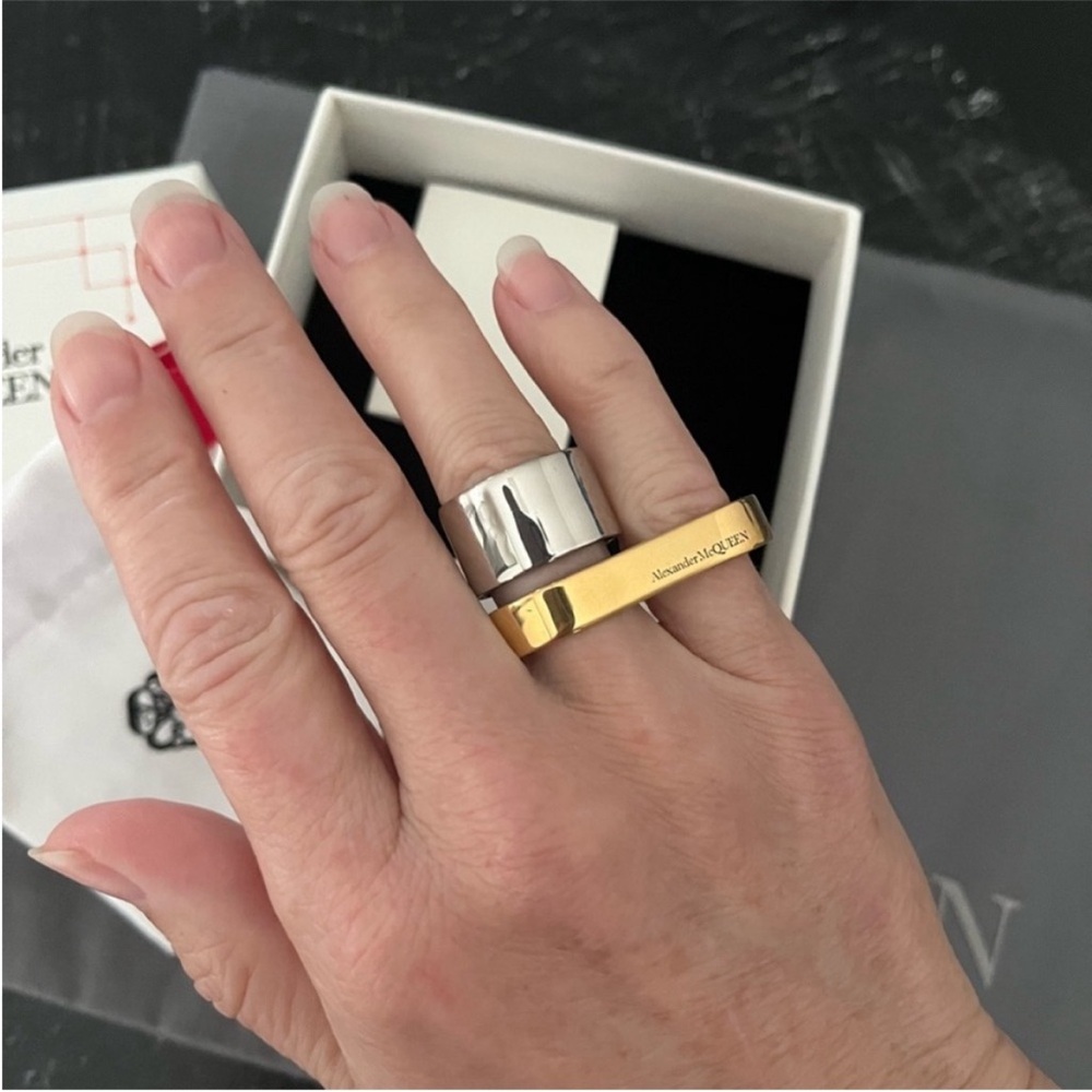 Alexander McQueen Silver and Gold Double Ring - Picture 4 of 10